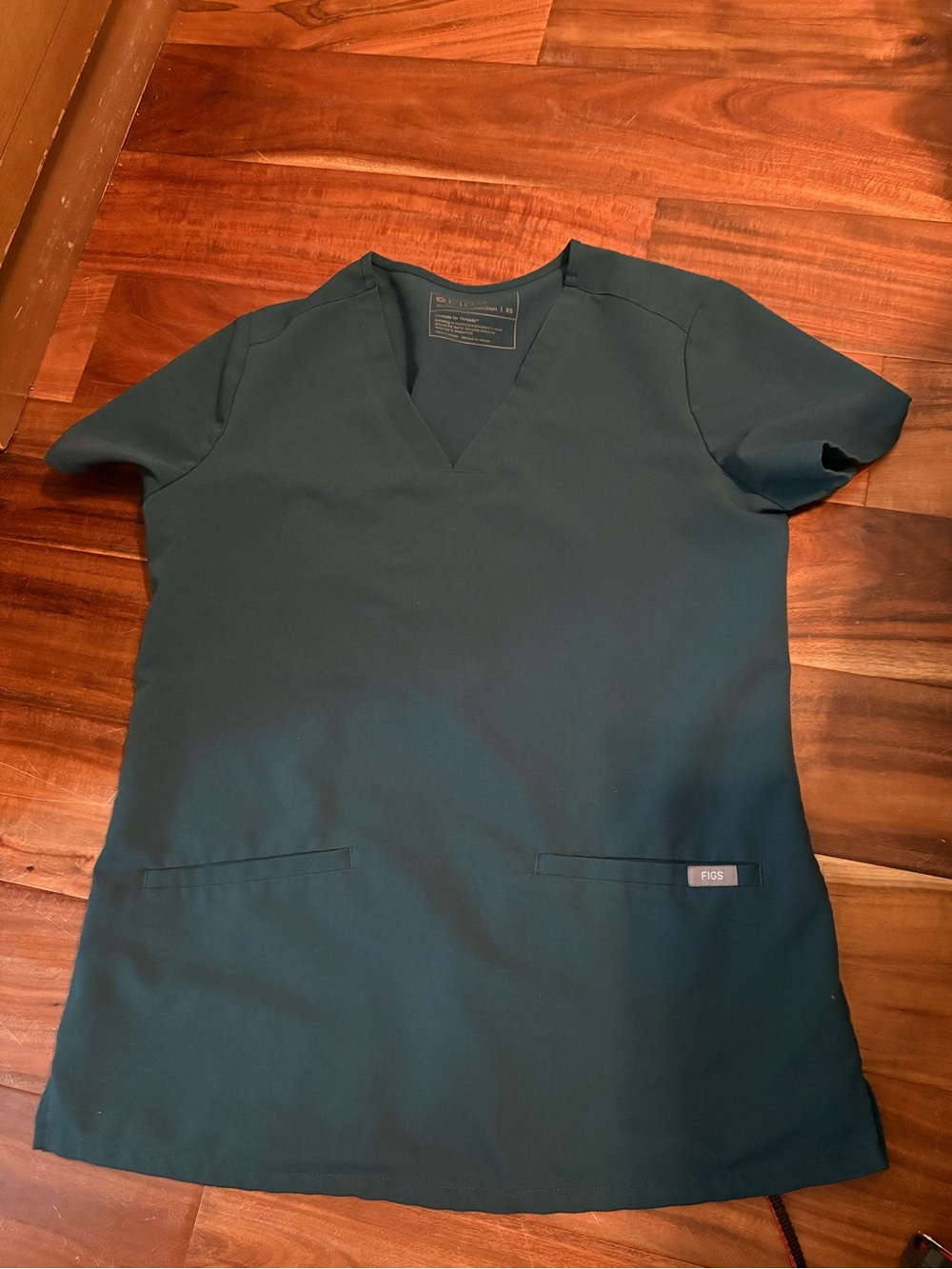 FIGS Technical Collection Scrub Top XS Dark Teal V-Neck Healthcare (0598)